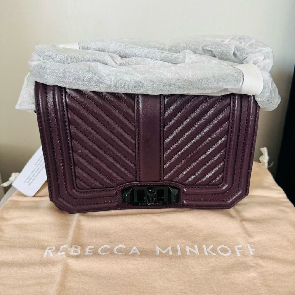 Rebecca Minkoff Small Love Leather Quilted Crossbody‎ Bag,  Burgundy, NWT